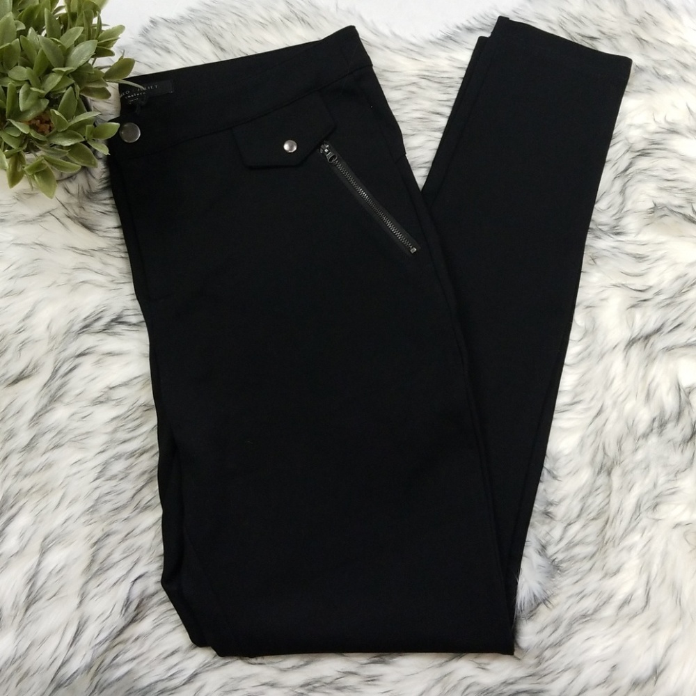 Black Women's Ponte Skinny Pants with Zip Pocket